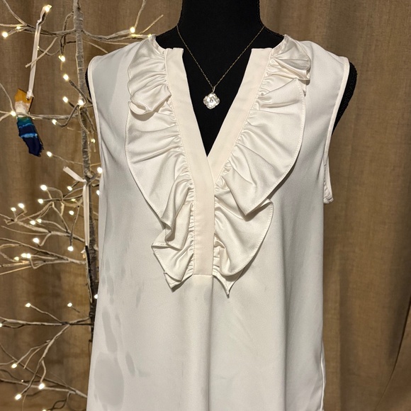 J.Crew Ruffle Front Sleeveless Blouse – White (NWT) - Picture 1 of 6